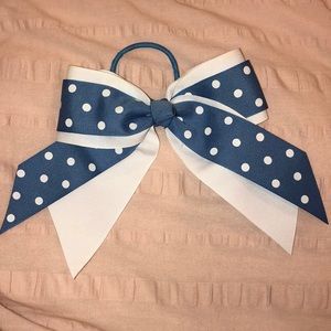 Girls blue & white polka dot hair bow